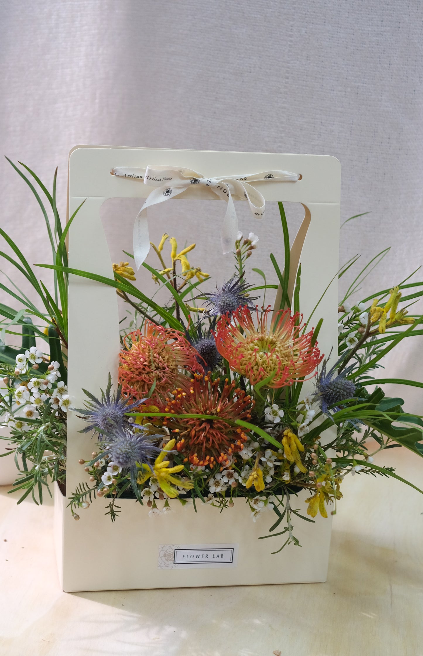 Flower Lab Singapore fresh floral Omakase bloom box pincushion protea ergynium