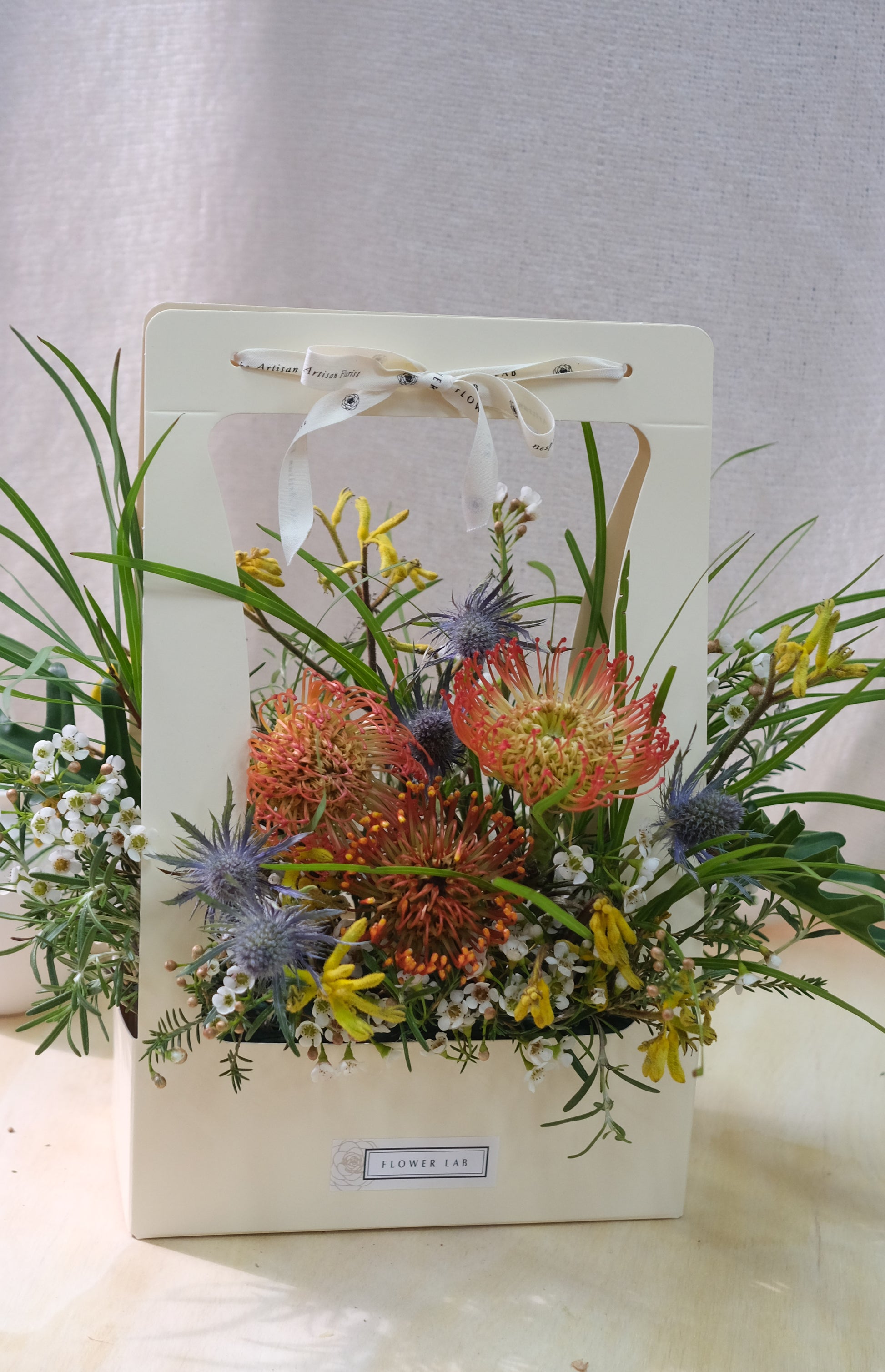 Flower Lab Singapore fresh floral Omakase bloom box pincushion protea ergynium