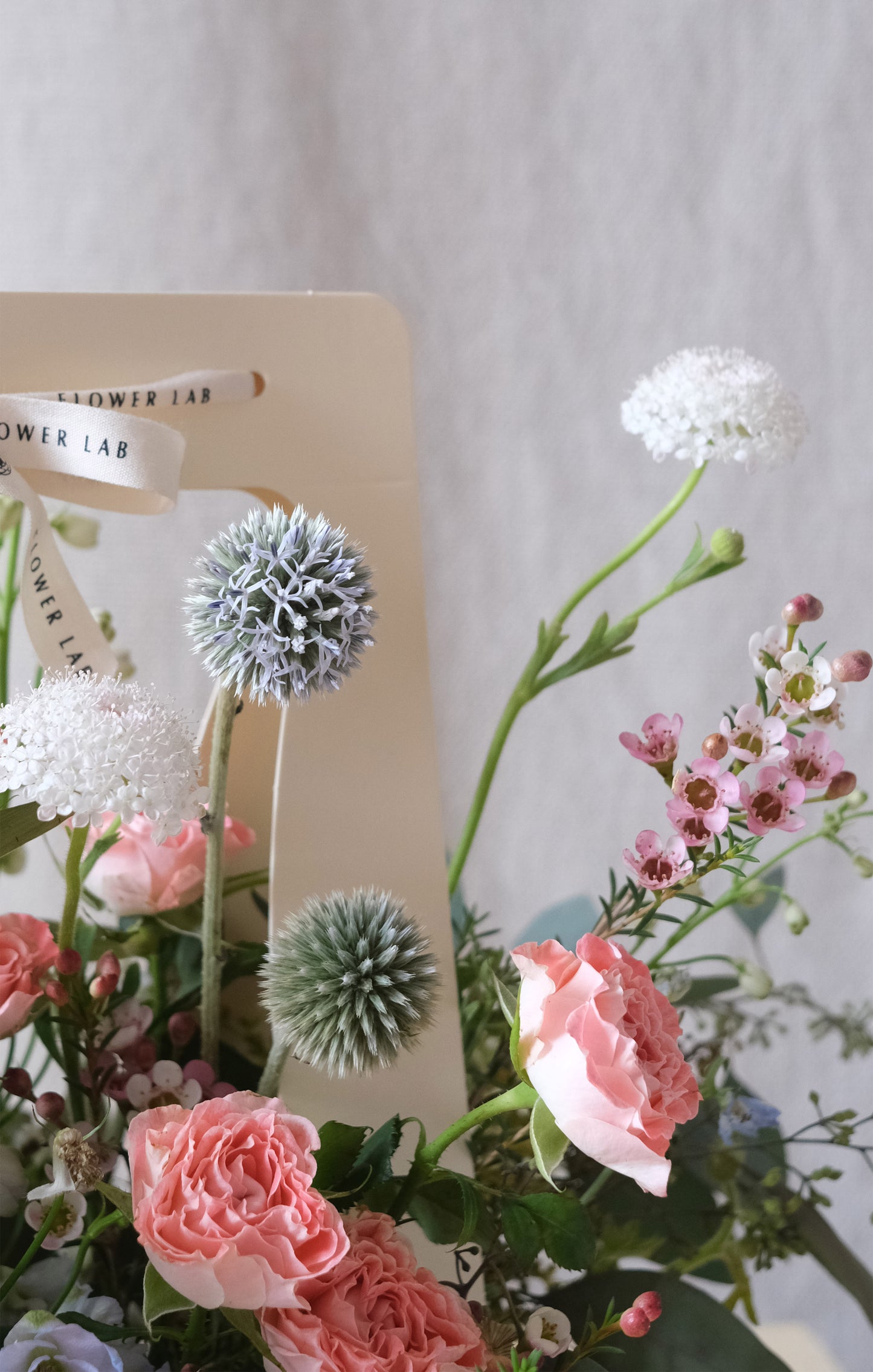 Flower Lab Singapore fresh floral Omakase bloom box close up echinops