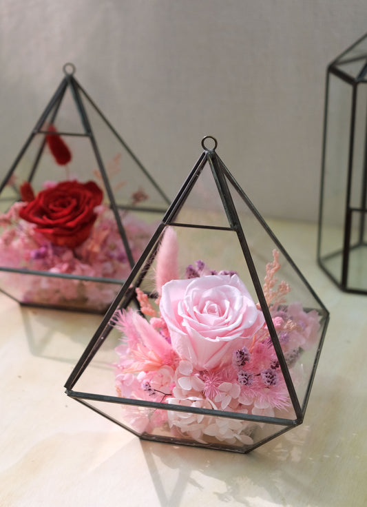 Flower Lab Singapore preserved floral terrarium pink
