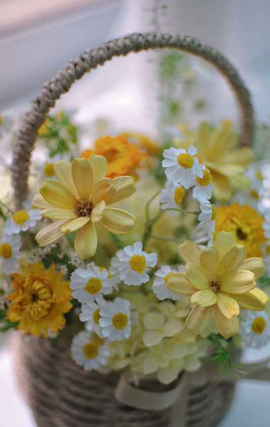 Flower Lab Singapore Chamomile flower basket close up
