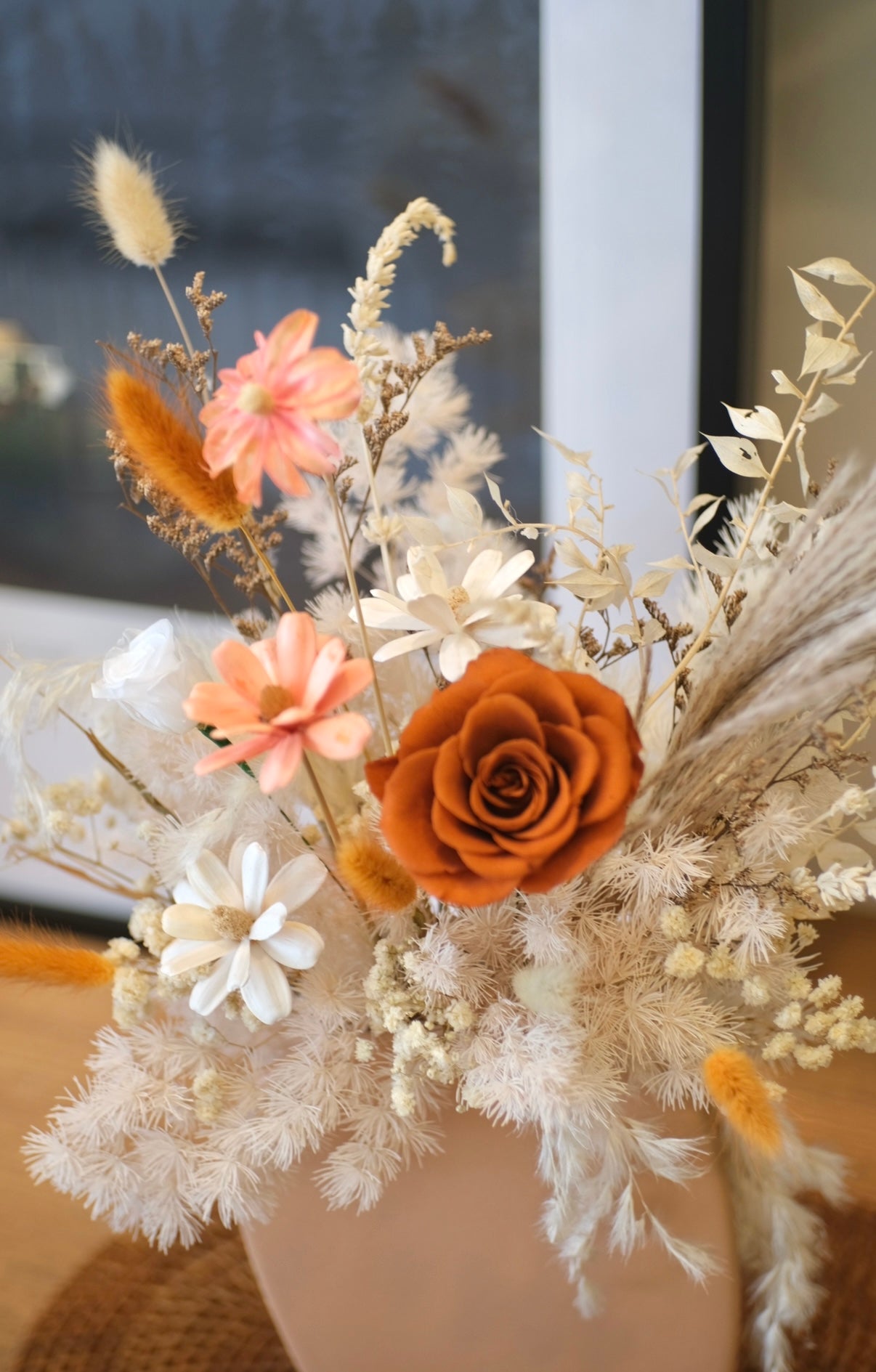 Flower Lab Singapore Hari Raya Home Deco Floral terracotta Orange Preserved rose baby breath wood flowers dried lavander