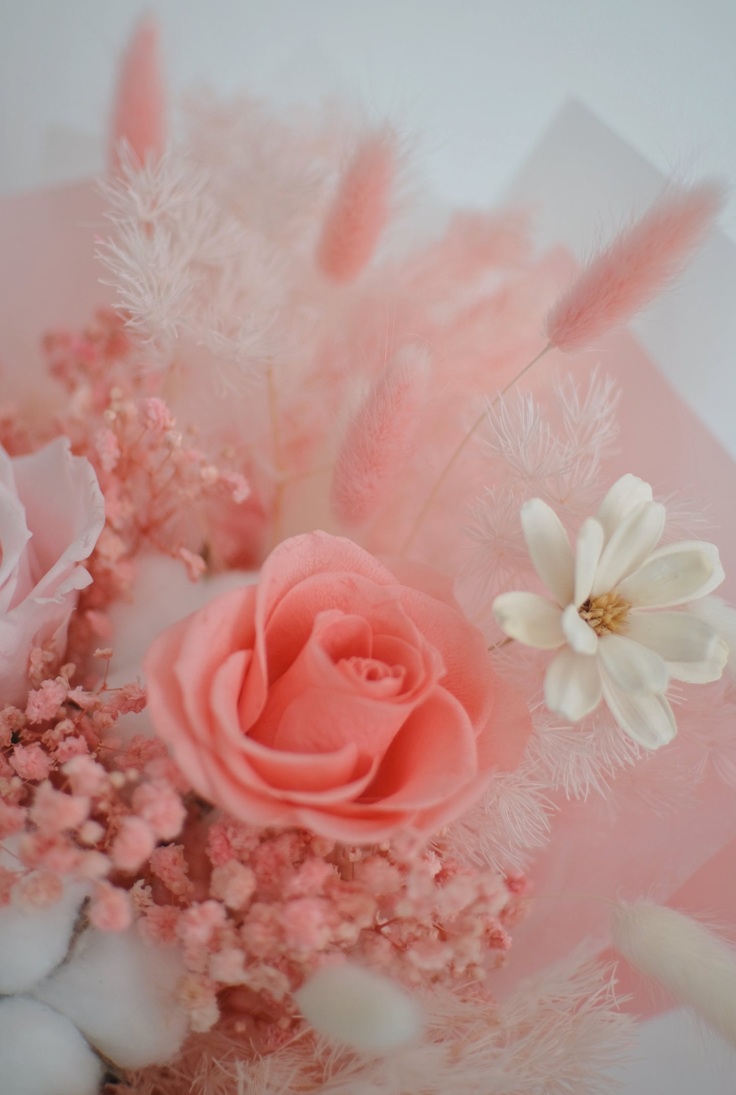 Flower Lab Singapore Preserved Dried Floral Bouquet Cotton andy Closeup