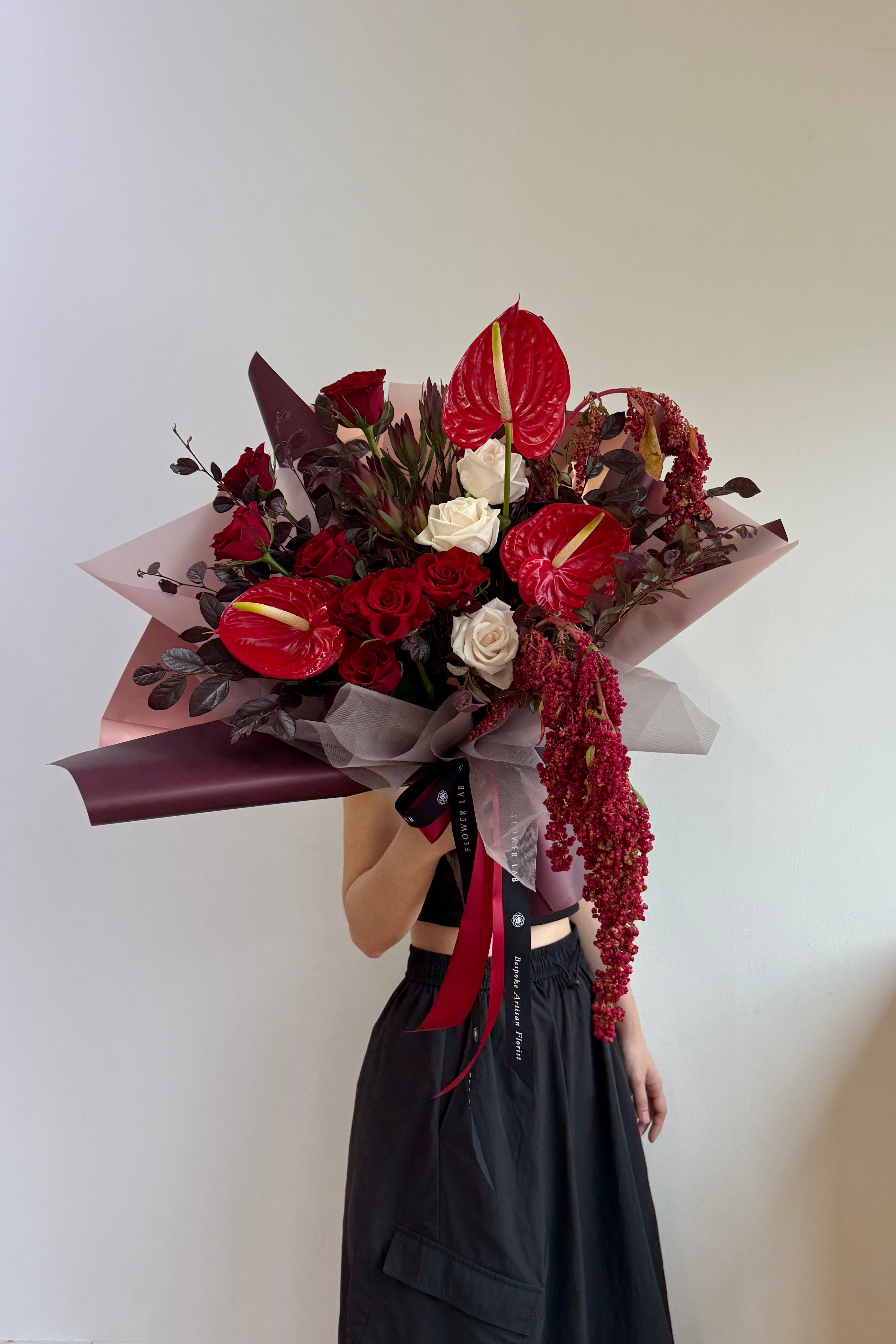 Red bouquet with anturiums
