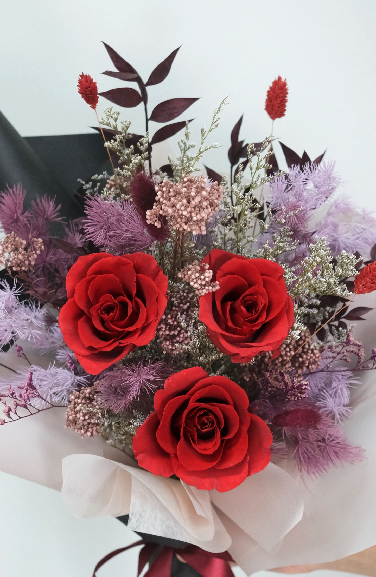Flower Lab Singapore Valentine's Day Preserved Red Roses Flower Bouquet
