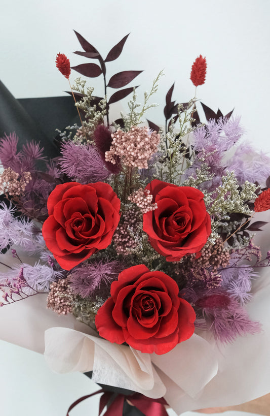 Flower Lab Singapore Valentine's Day Preserved Red Roses Flower Bouquet