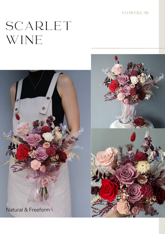 [Pre-order] Preserved Bridal Hand Bouquet - Scarlet Wine