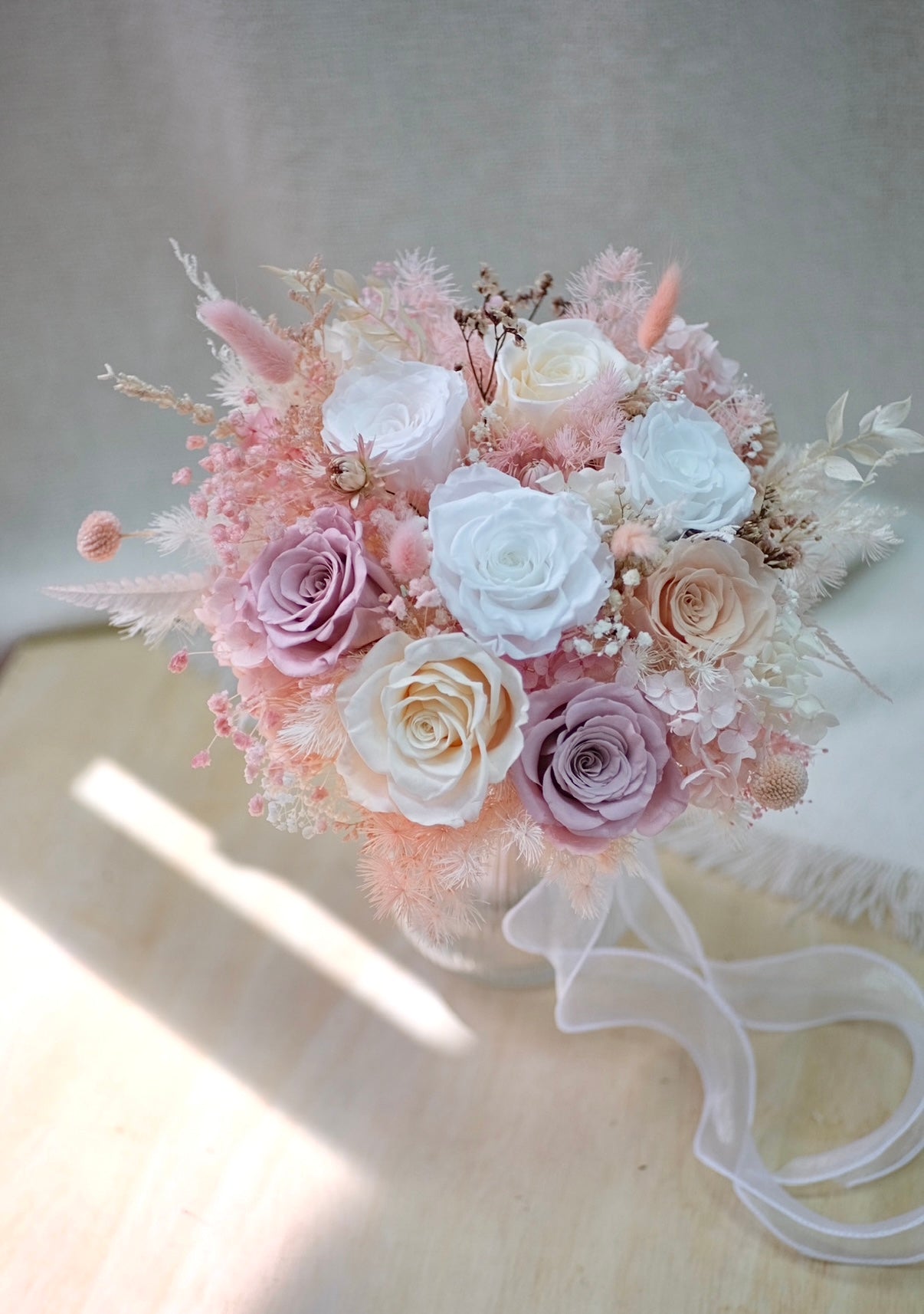 [Pre-order] Preserved Bridal Hand Bouquet - Soft Pastel