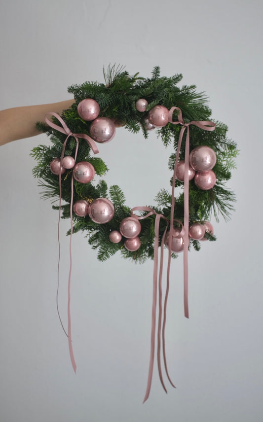 [FRESH] Christmas Wreath - Merry in Pink