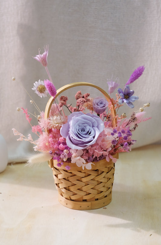 Flower Lab Singapore preserved floral basket purple lavender