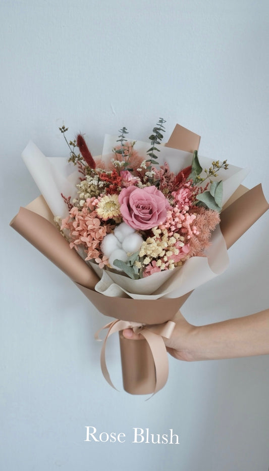 Flower Lab Singapore Rustic Wildbloom Bouquets Preserved and dried floral rose blush
