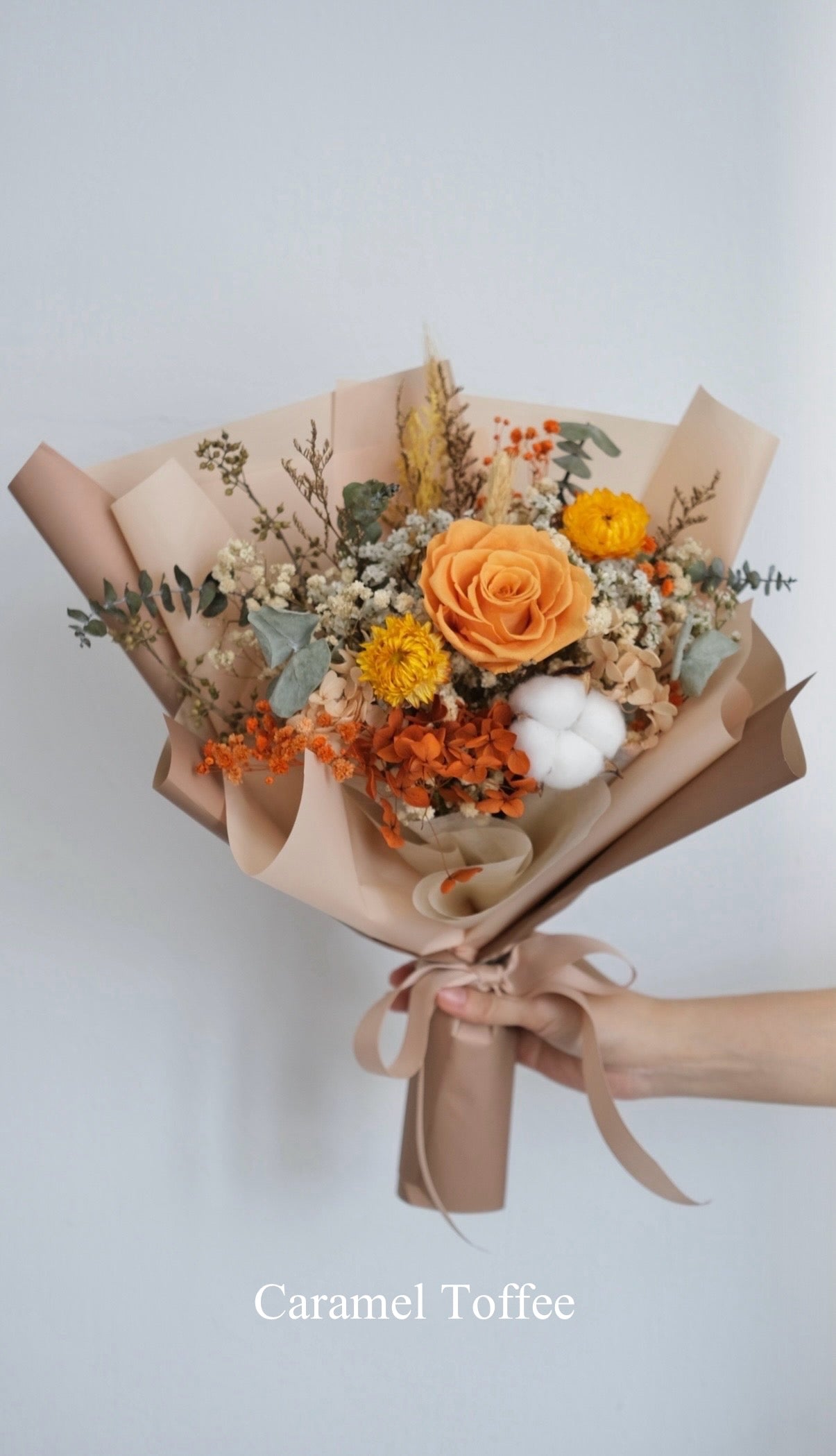 Flower Lab Singapore Rustic Wildbloom Bouquets Preserved and dried floral caramel toffee