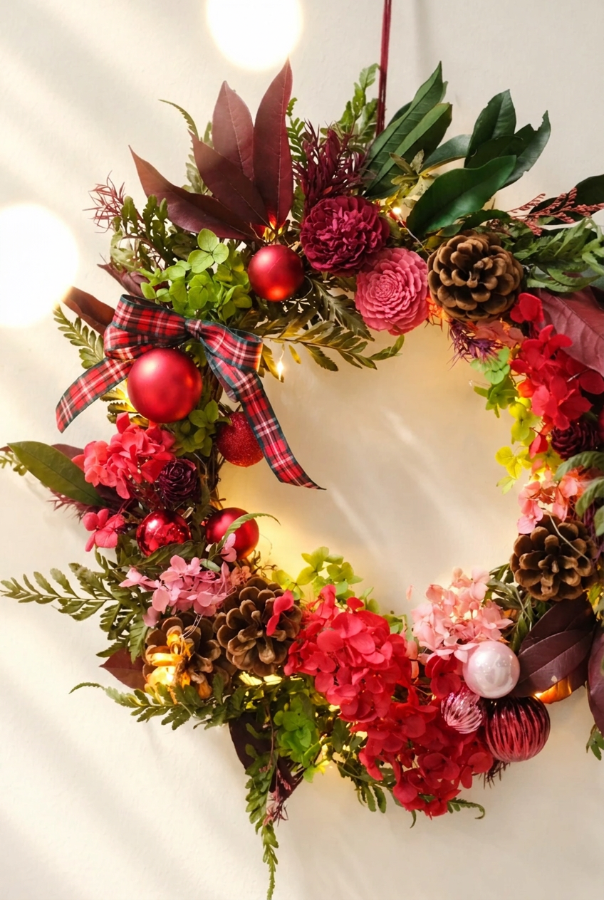 Detail of a preserved Classic Christmas wreath