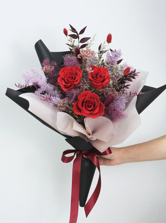 Flower Lab Singapore Valentine's Day Preserved Red Roses Flower Bouquet